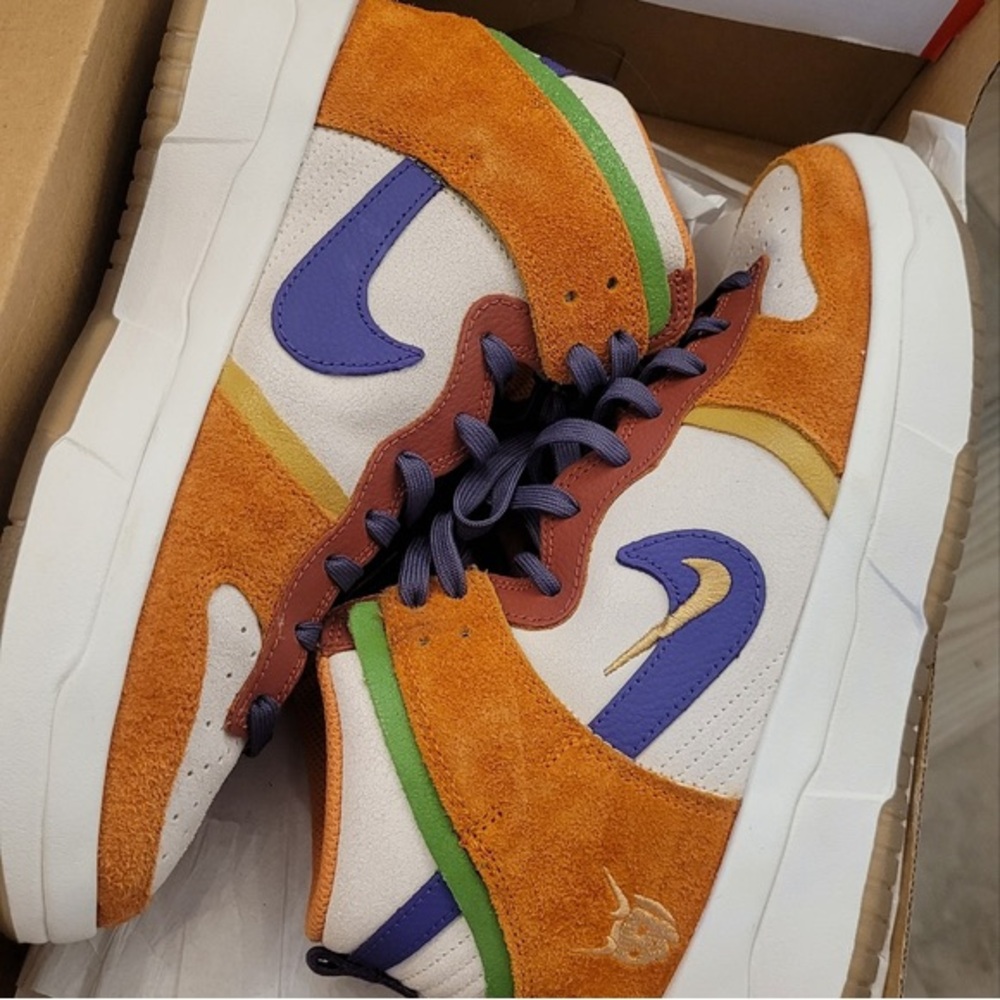 Nike Orange and Purple Retro High-Top Sneakers